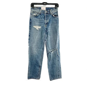 Revice High Rise Button Fly Distressed Boyfriend Straight Leg Jeans Size 25